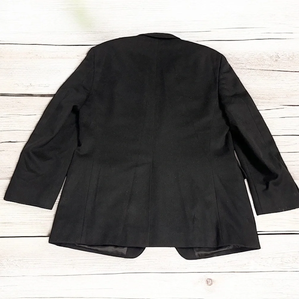 CHAPS Men’s Solid Black Wool Silk & Cashmere Blend Sports Coat Blazer Size 42R
